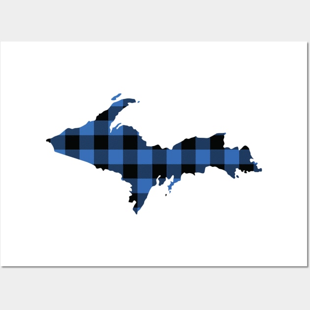 Upper Peninsula of Michigan Blue Flannel State Wall Art by DoctorWatsonDesigns